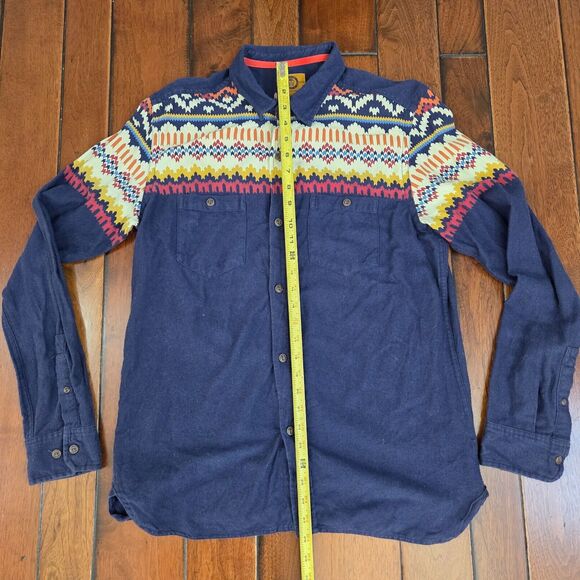STAPLEFORD Button Up Shirt Men's M Navy Blue Southwestern Aztec Long Sleeve - Picture 5 of 10